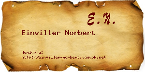 Einviller Norbert névjegykártya